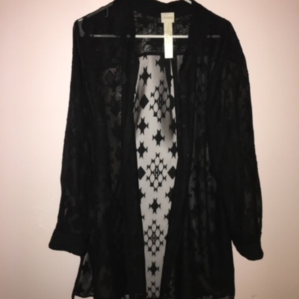 Chico's Sheer Black Tunic, Chico's Size 3